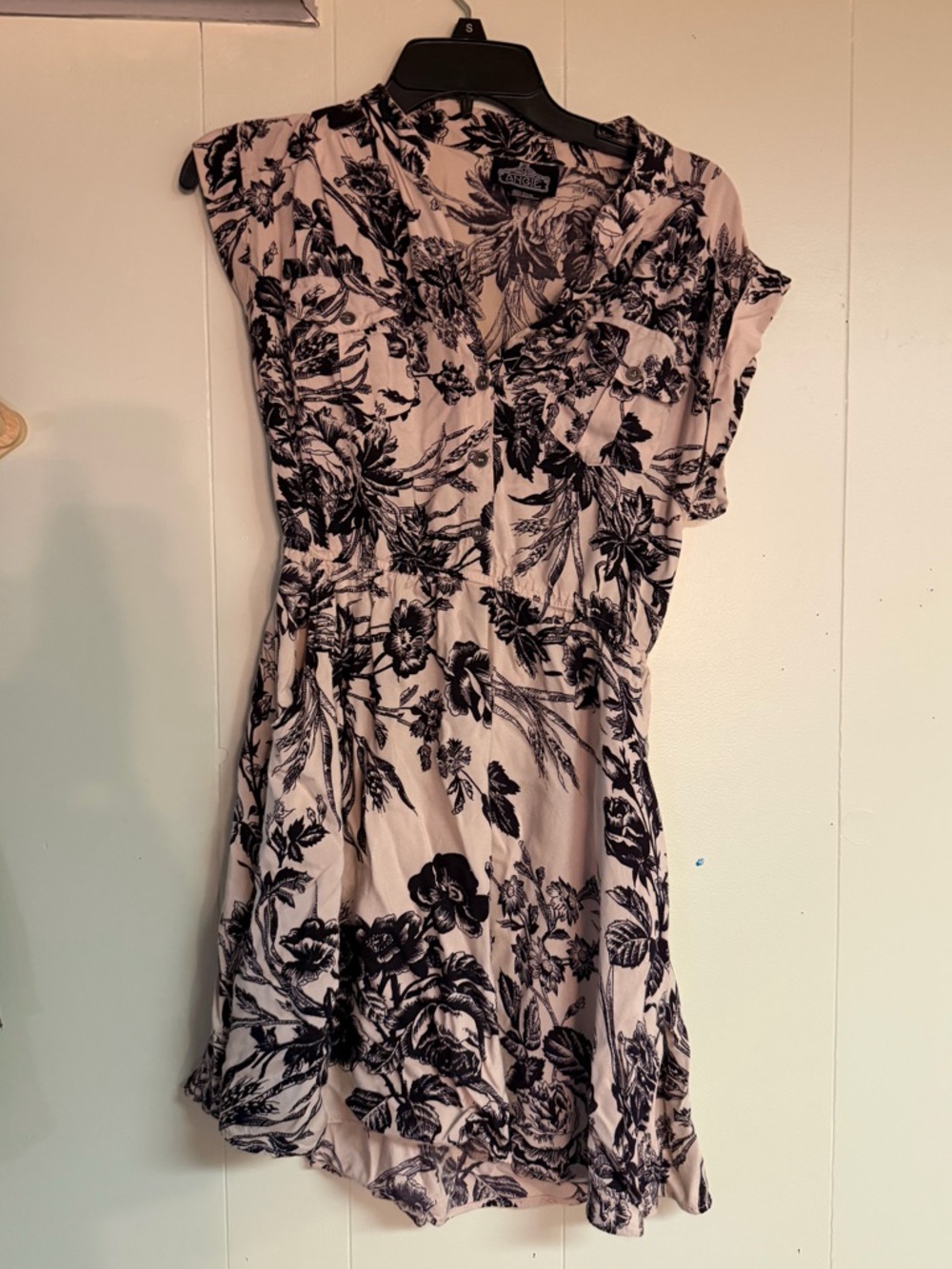 Angie Tan Mini Dress with Black Floral Print